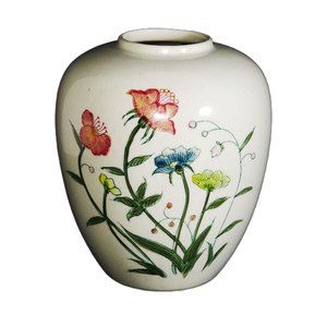 VaseVTG Vase Andrea By Sadek Multicolored Florals Bulbous Urn "Fleurs-de-Chantil